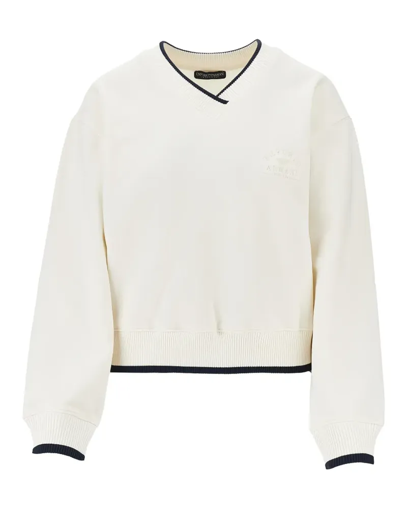 Emporio Armani V-neck logo-embroidered sweatshirt - Nude Nude