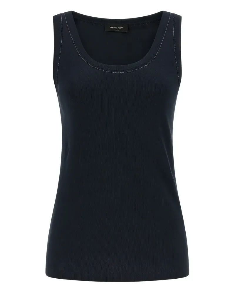 Fabiana Filippi jewel-detail round-neck top - Blau Blau