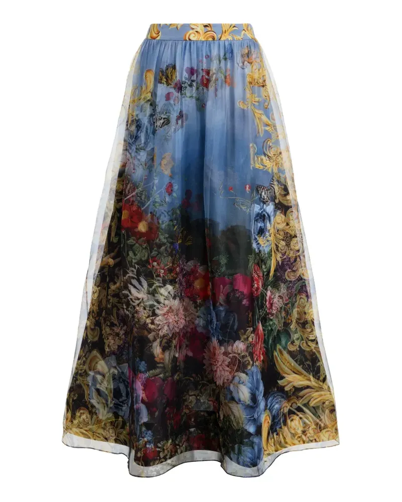 Alice + Olivia Dixie floral-print silk maxi skirt - Blau Blau