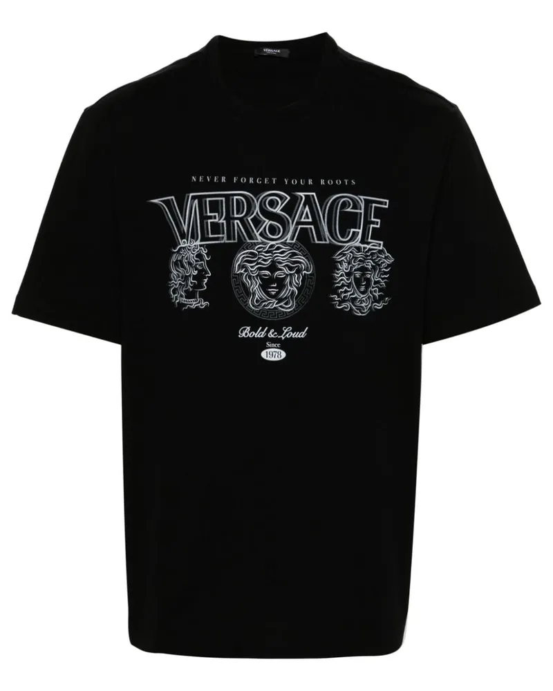 Versace T-Shirt mit Logo-Print Schwarz