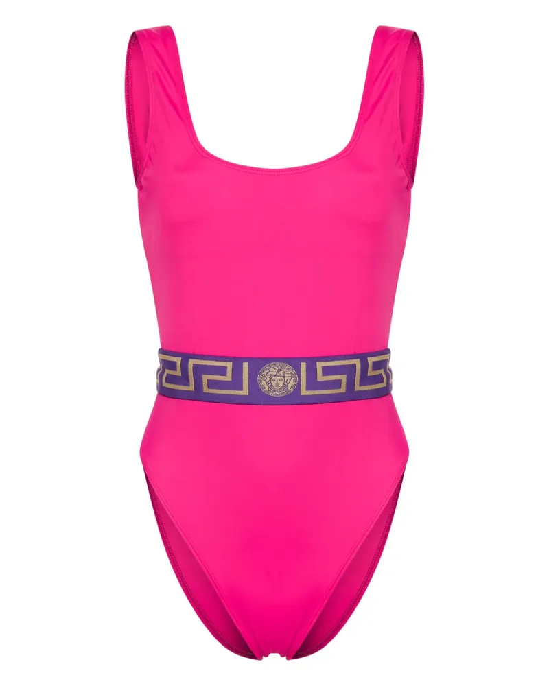 Versace Badeanzug mit Greca-Bund - Rosa Rosa