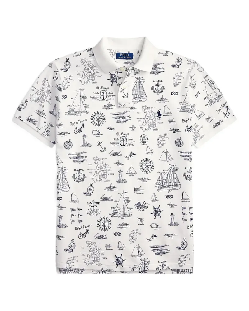 Ralph Lauren custom slim fit nautical mesh polo shirt - Weiß Weiß