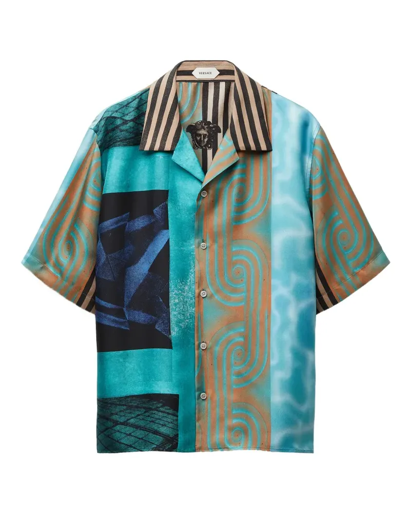 Versace printed silk twill shirt - Blau Blau
