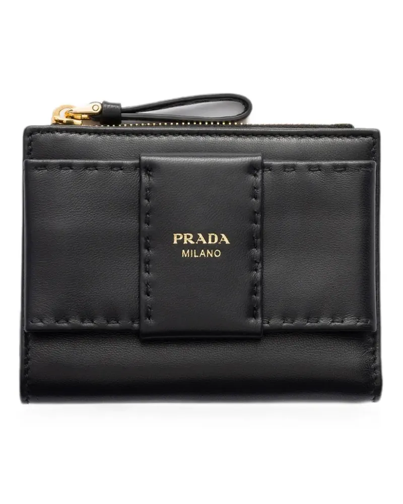 Prada small nappa-leather wallet with bow - Schwarz Schwarz