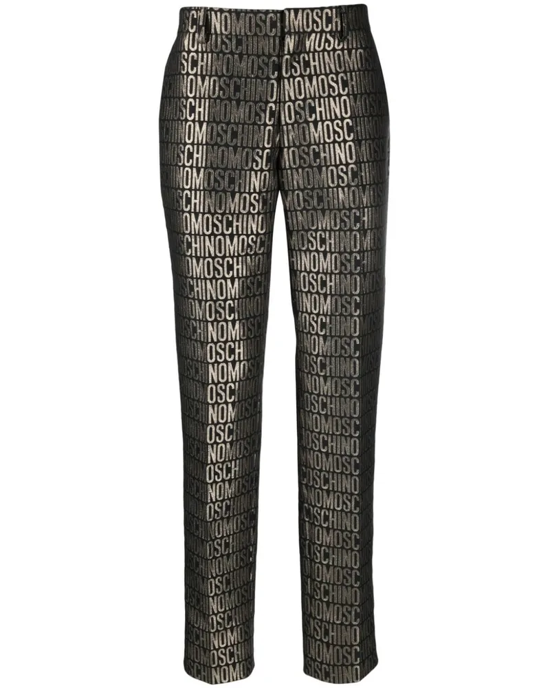 Moschino Schmale Hose mit Logo-Print - Schwarz Schwarz