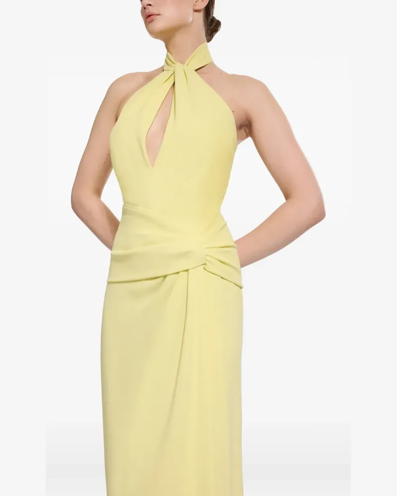 Elie Saab halterneck twisted-waist maxi dress - Gelb Gelb