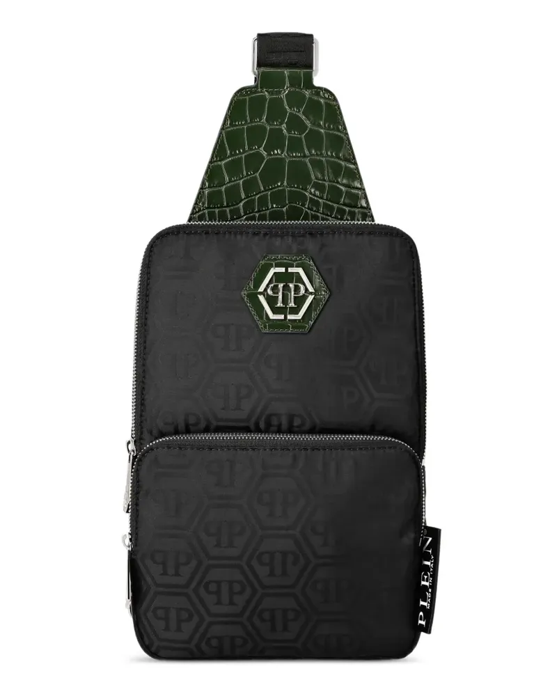 Philipp Plein Umhängetasche mit Kroko-Effekt - Schwarz Schwarz