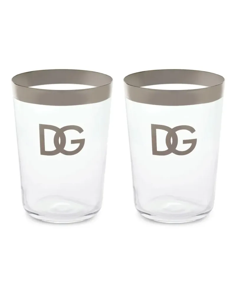 Dolce & Gabbana Set aus zwei Trinkgläsern - Weiß Weiß