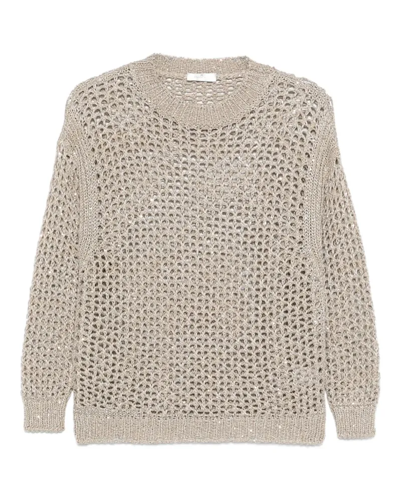 PANICALE Cashmere Pullover mit Lochstrickmuster - Nude Nude
