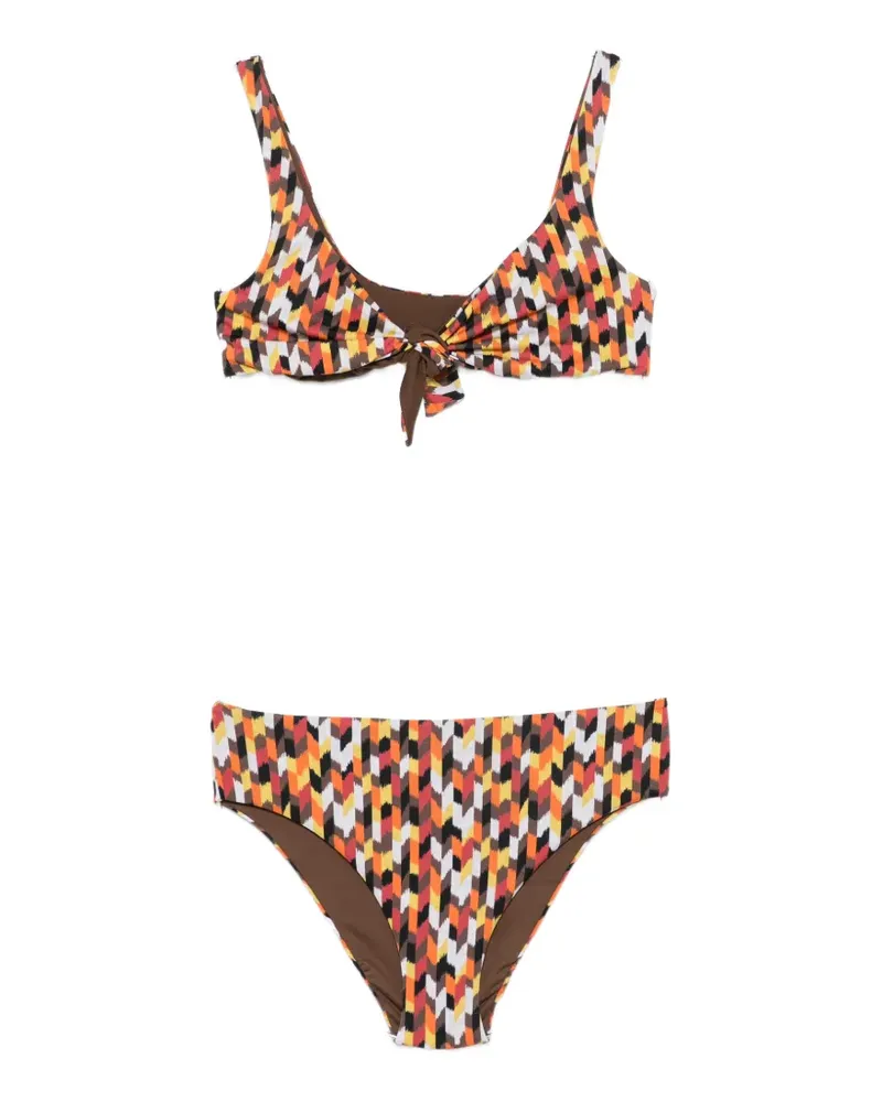 FISICO-Cristina Ferrari printED knot-detail bikini - Orange Orange