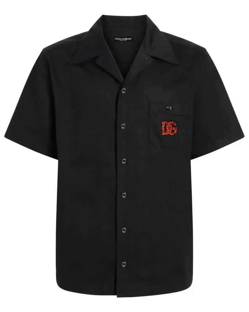 Dolce & Gabbana Hemd mit Perlenlogo - Schwarz Schwarz