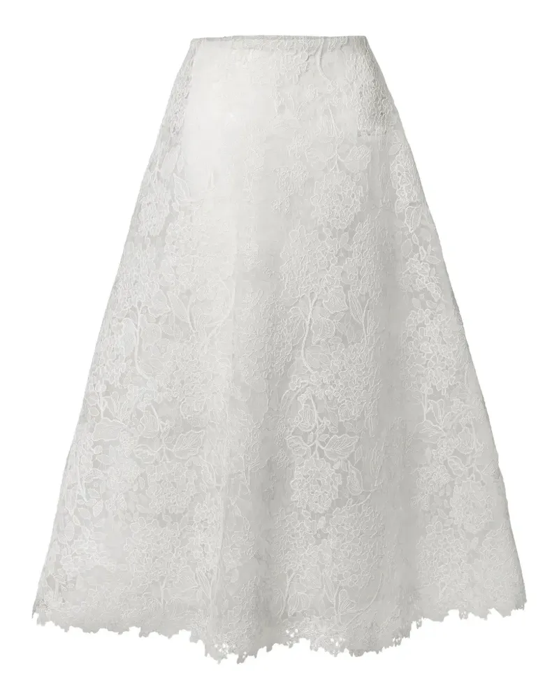 Carolina Herrera New York Midirock aus Hortensien-Spitze - Weiß Weiß