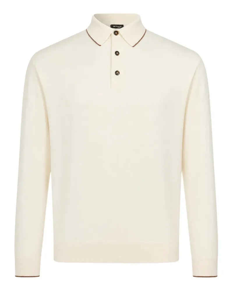 Kiton contrast-trim long-sleeve polo shirt - Nude Nude