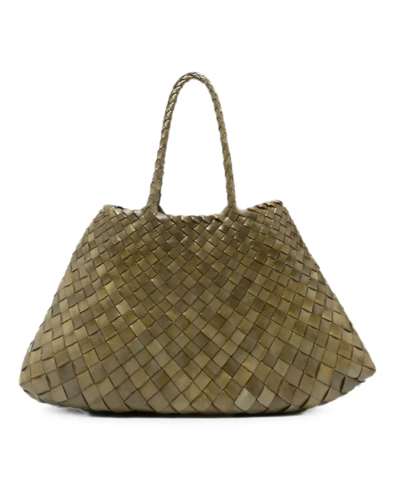 Dragon Diffusion small Santa Croce woven leather tote bag - Grün Grün