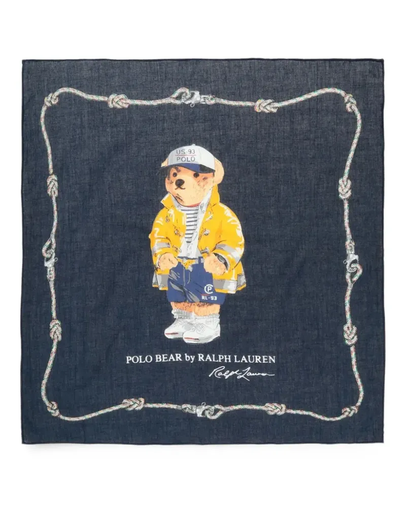 Ralph Lauren Schal mit Polo Bear-Print - Blau Blau