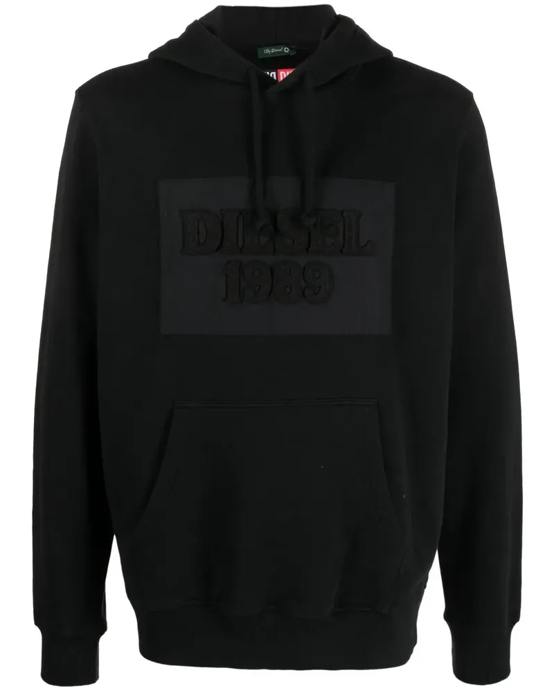 Diesel Hoodie mit Logo-Patch - Schwarz Schwarz