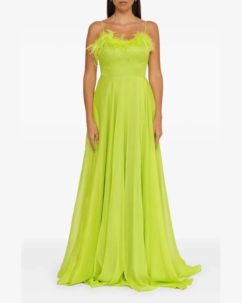 Forever Unique Maxikleid mit Federbesatz - Grün Grün