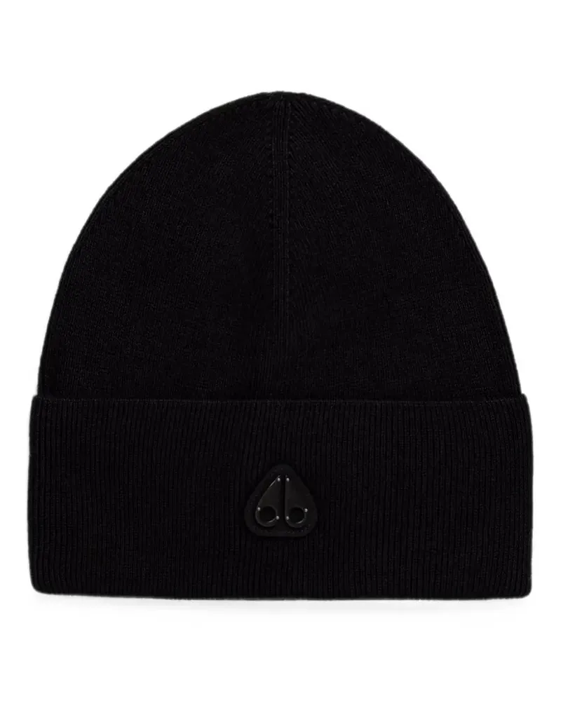 Moose Knuckles logo-plaque beanie hat - Schwarz Schwarz