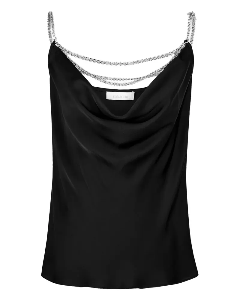 Paco Rabanne Top aus Satin mit Kettenriemen - Schwarz Schwarz