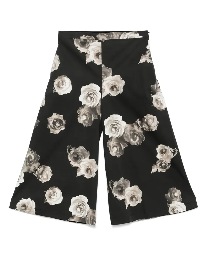 Liviana Conti Weite Hose mit Blumen-Print - Schwarz Schwarz