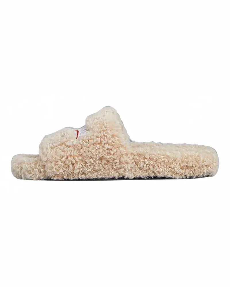 Balenciaga Politische Pantoletten aus Faux Shearling - Nude Nude