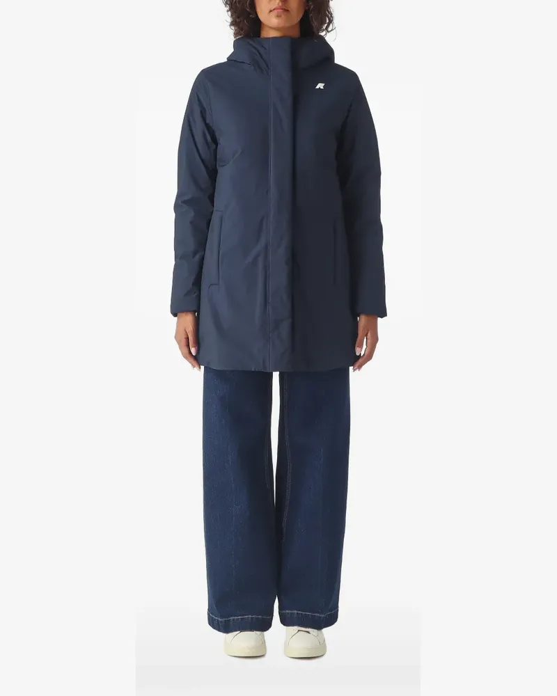 K-Way hooded logo-print coat - Blau Blau