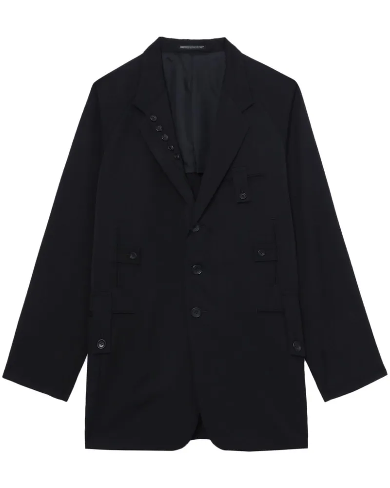 Yohji Yamamoto Einreihiger Mantel - Schwarz Schwarz