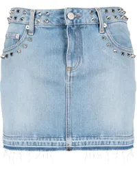 Alessandra Rich Ausgefranster Jeans-Minirock Blau