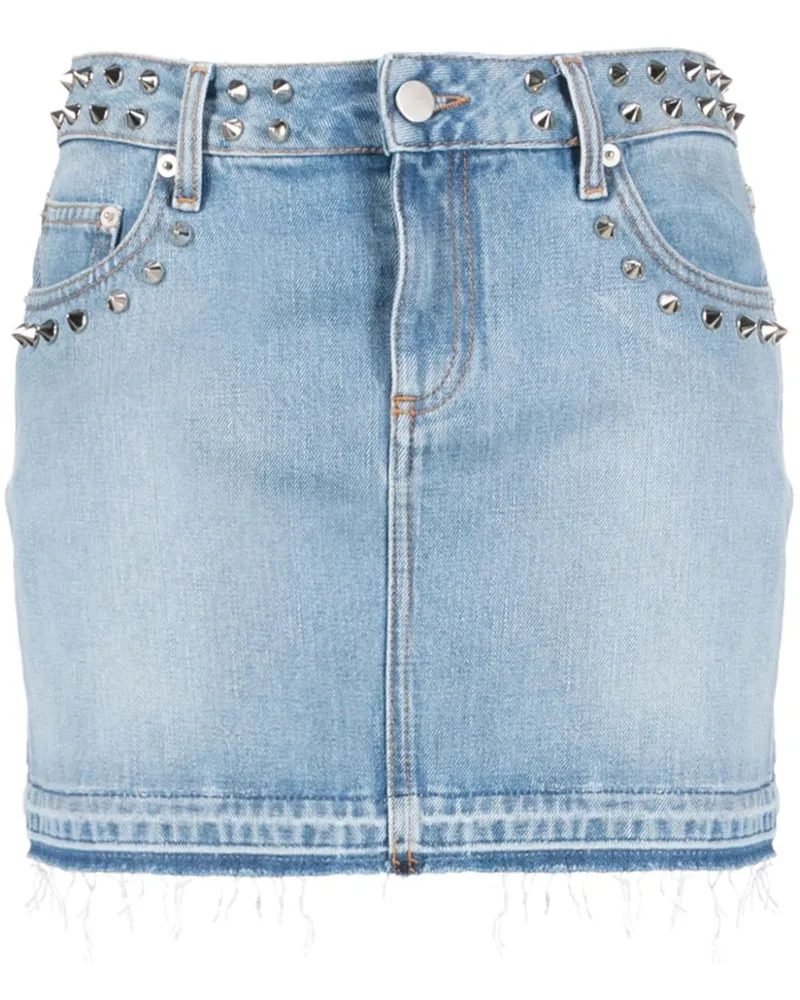 Alessandra Rich Ausgefranster Jeans-Minirock Blau