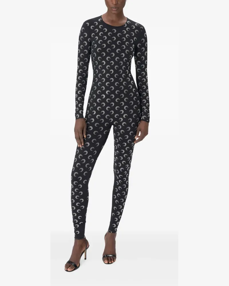 Marine Serre Jumpsuit mit Moon-Muster - Schwarz Schwarz