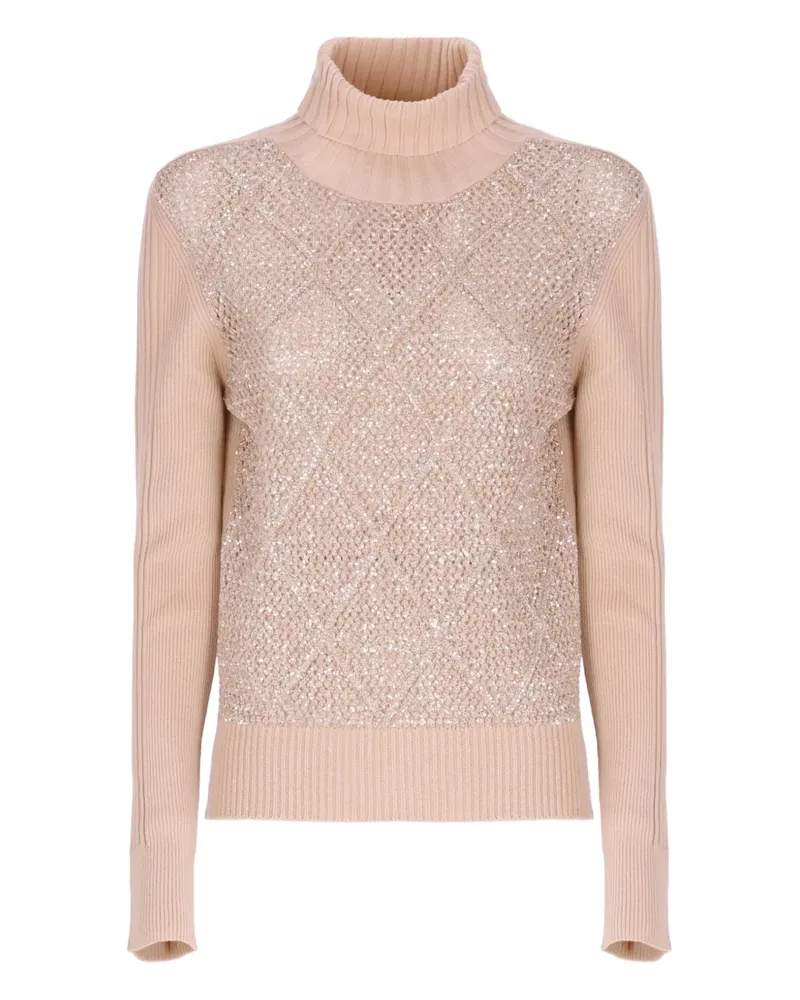 D.EXTERIOR embellished high-neck sweater - Rosa Rosa