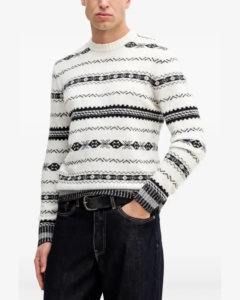Benetton Gemusterter Pullover - Weiß Weiß