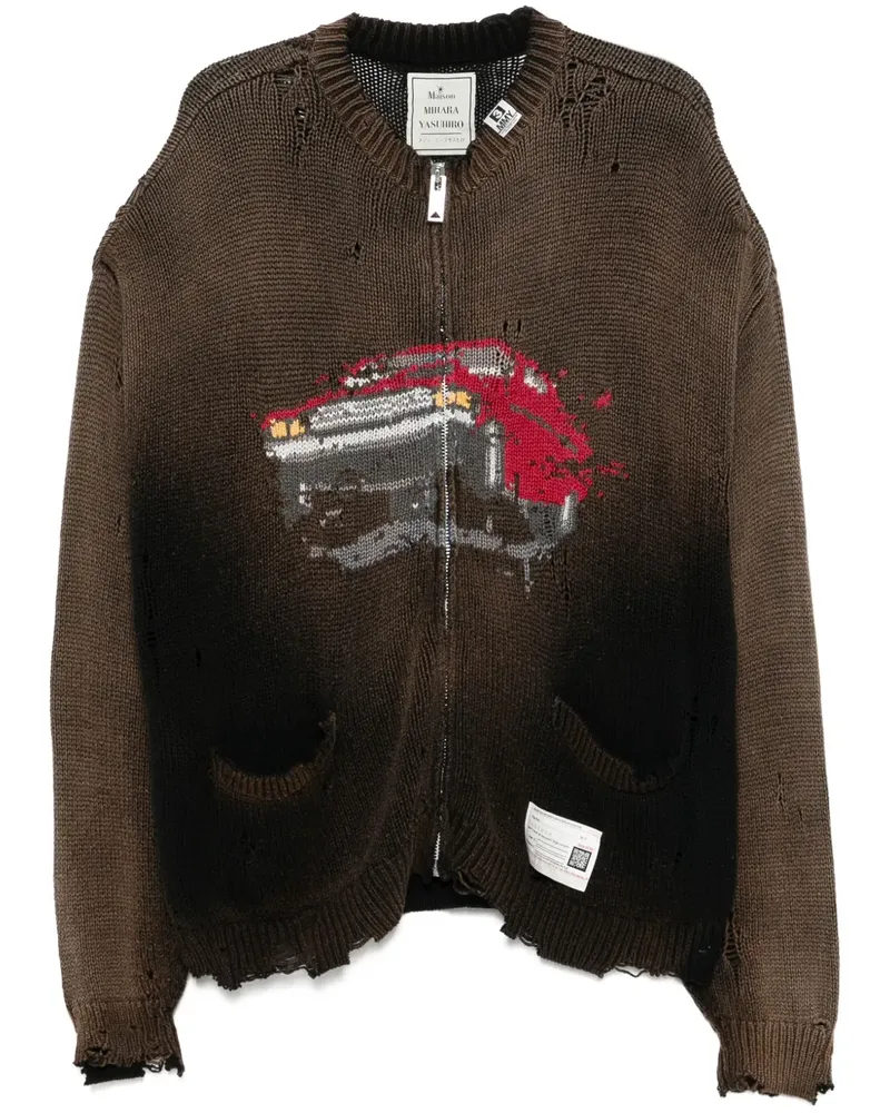 MIHARAYASUHIRO Gestrickter Intarsien-Cardigan - Schwarz Schwarz