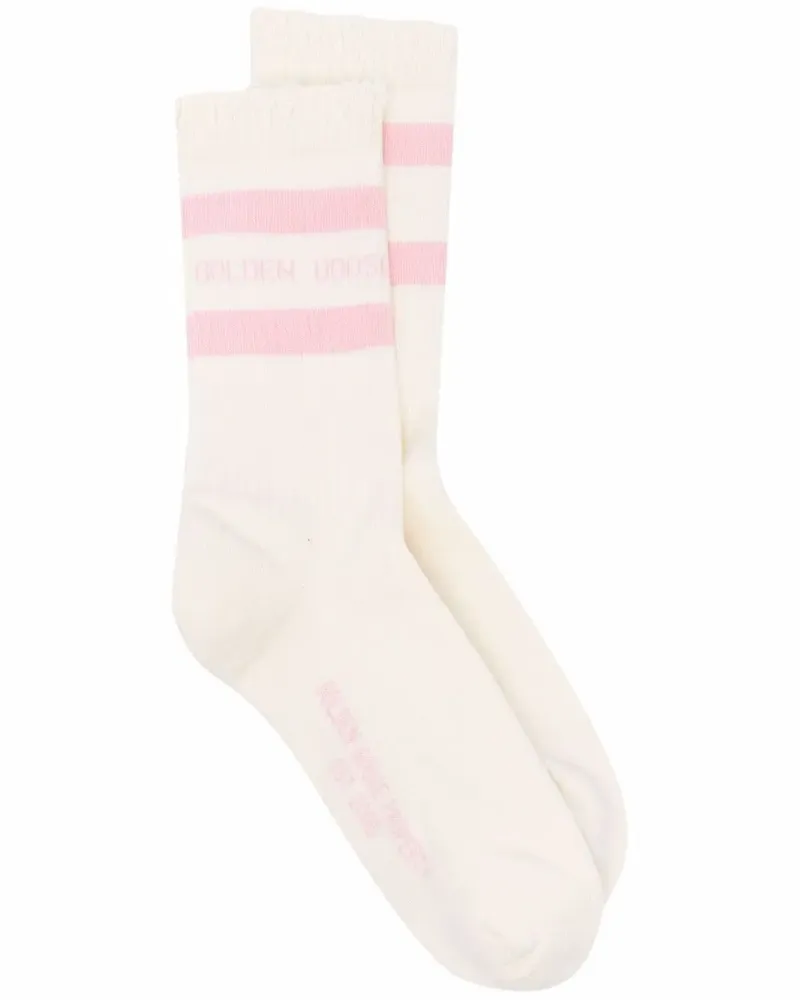 Golden Goose Gestreifte Socken im Distressed-Look - Weiß Weiß