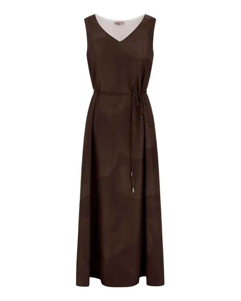 Herno Midikleid aus Seide mit Blumenprint - Braun Braun