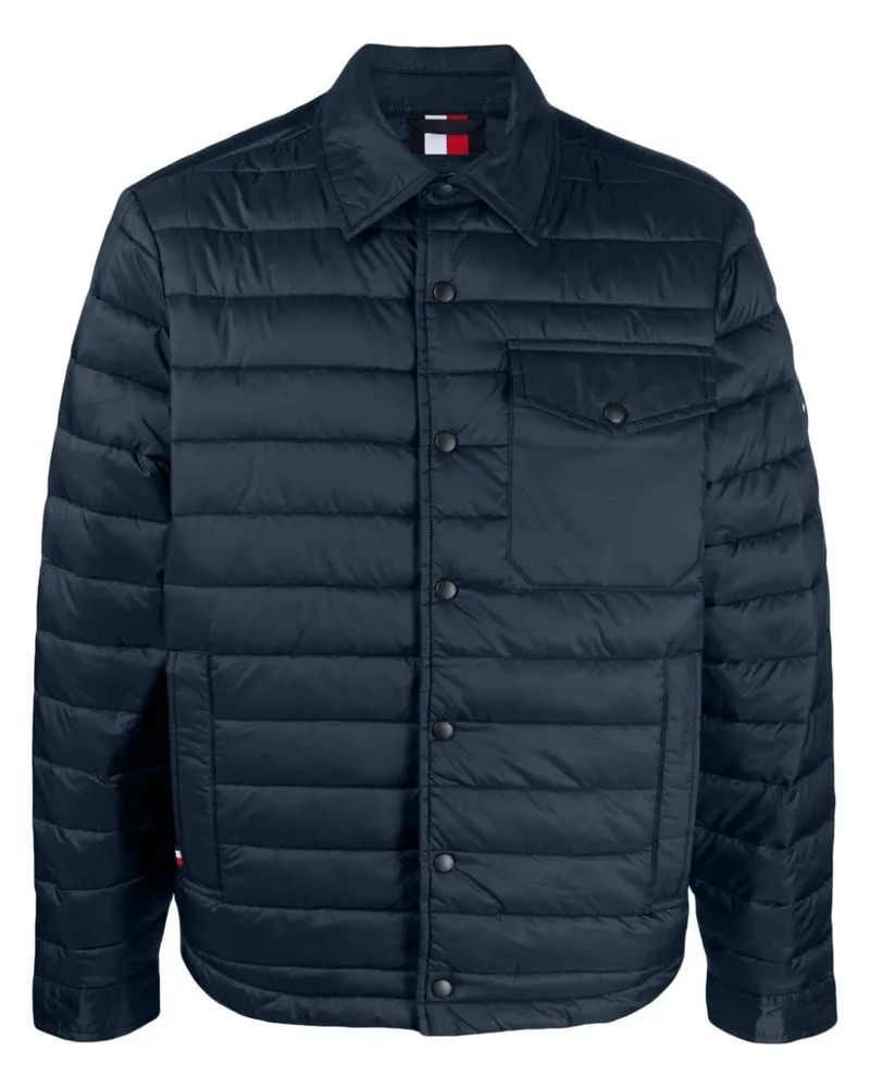 Tommy Hilfiger Gefütterte Hemdjacke mit Logo-Patch - Blau Blau