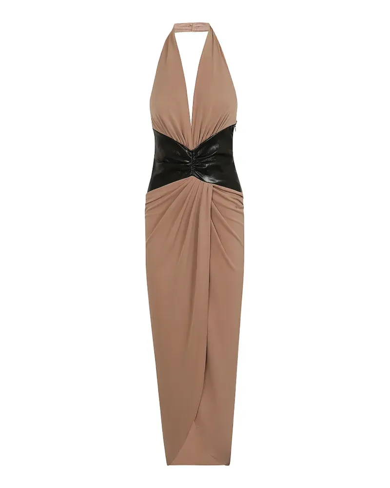 ANDAMANE halterneck draped midi dress - Nude Nude