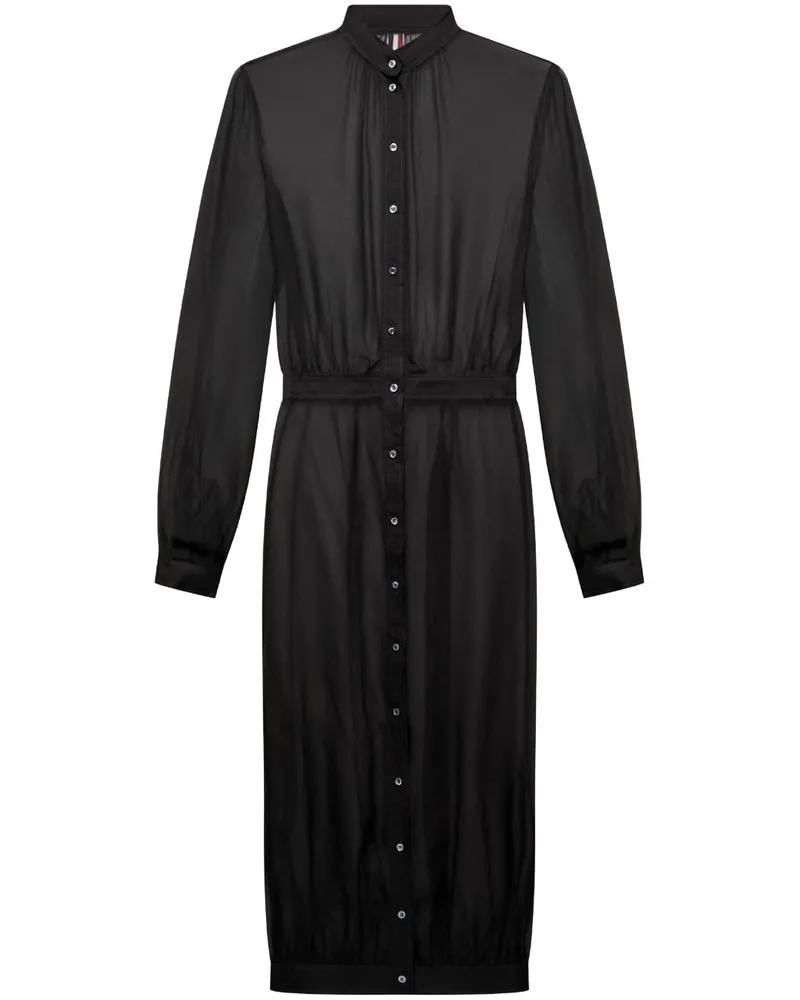 Thom Browne Semi-transparentes Midikleid - Schwarz Schwarz