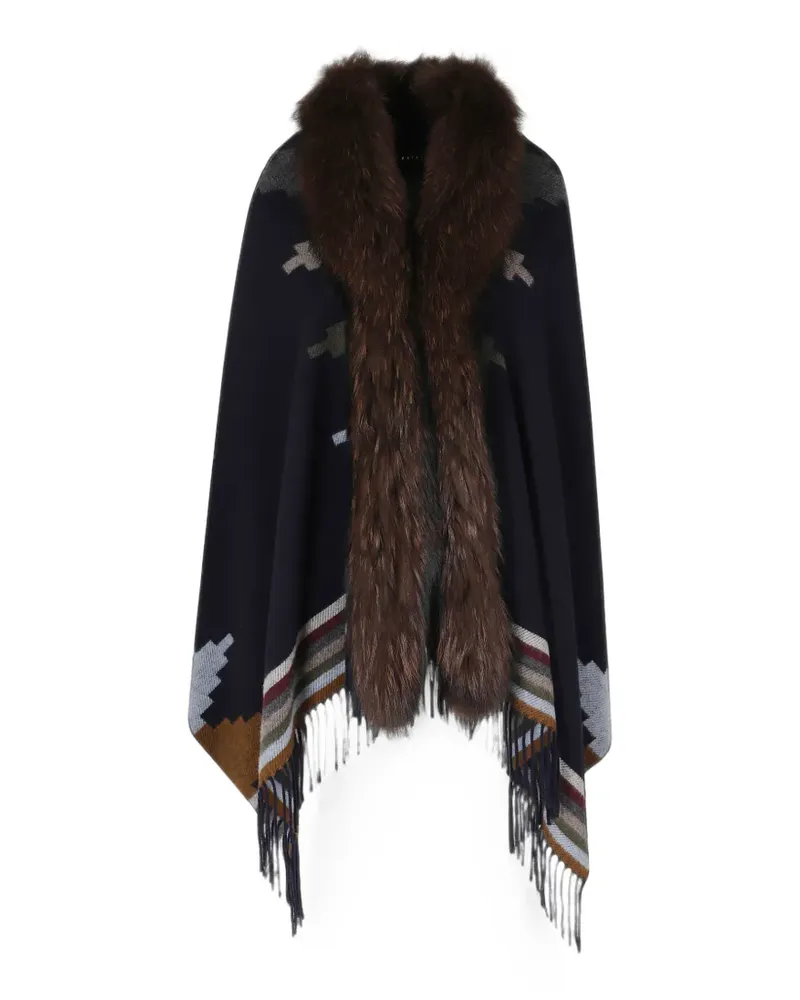 Bazar Deluxe Poncho mit geometrischem Muster - Blau Blau
