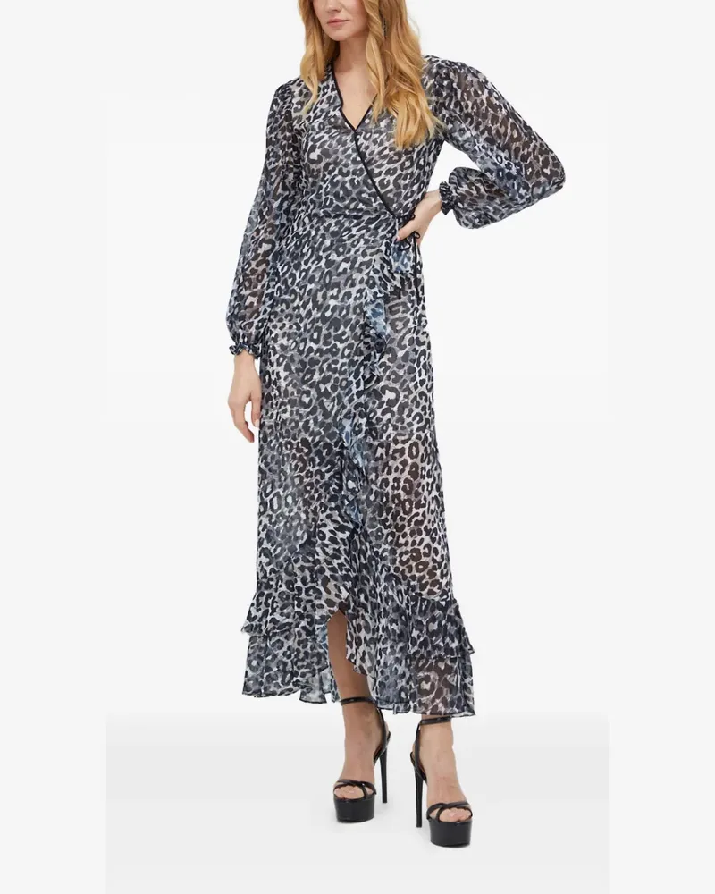 Guess Gerüschtes Kleid mit Animal-Print - Grau Grau