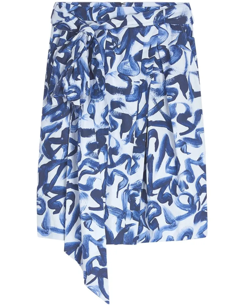 Dries van Noten Midirock mit abstraktem Print Blau