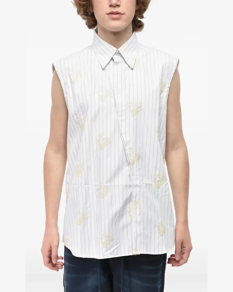 OFF-WHITE sequin-embroidered striped sleeveless shirt - Weiß Weiß