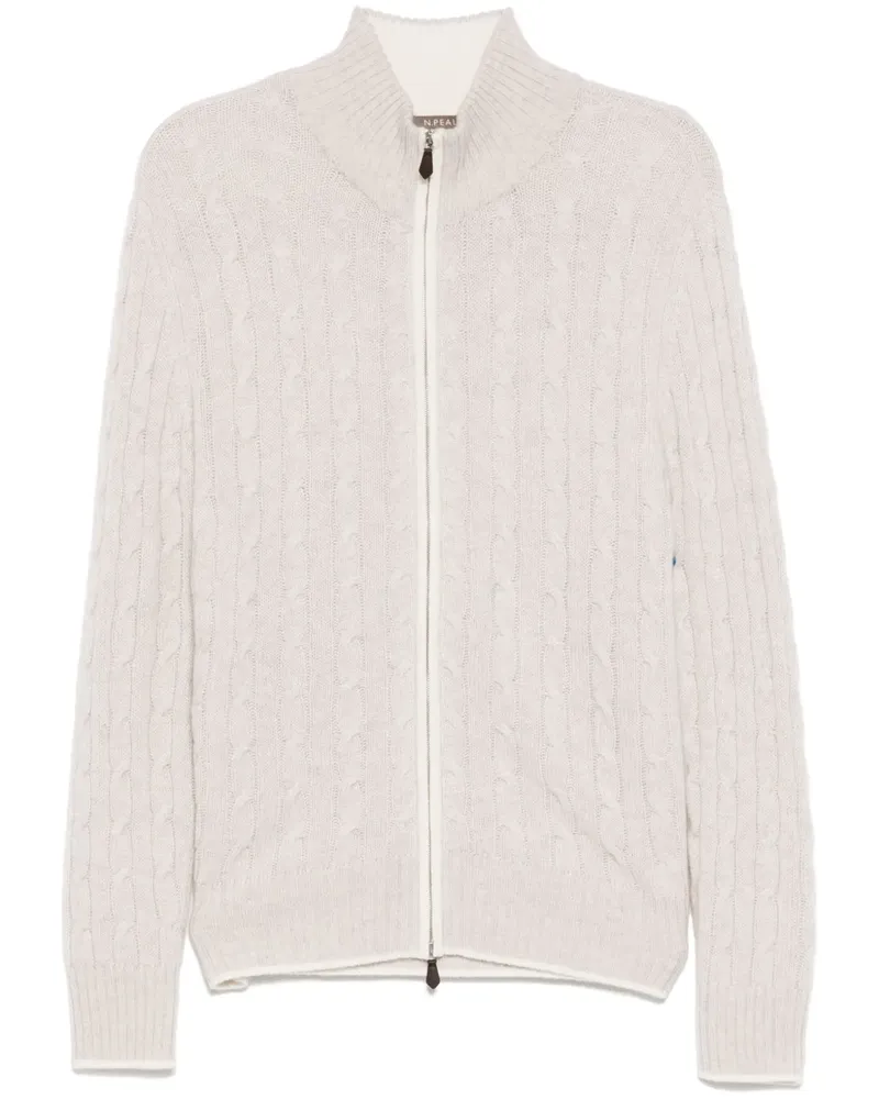 N.Peal Contrast Cable Full Zip sweater - Nude Nude