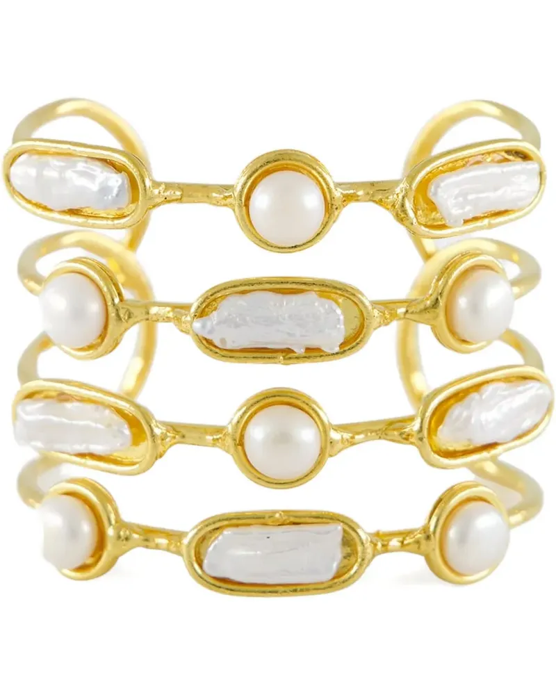 Sylvia Toledano Vergoldete Armspange mit Perlen-Inlay Gold