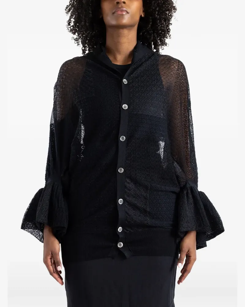 Junya Watanabe patchwork lace-knit cardigan - Schwarz Schwarz