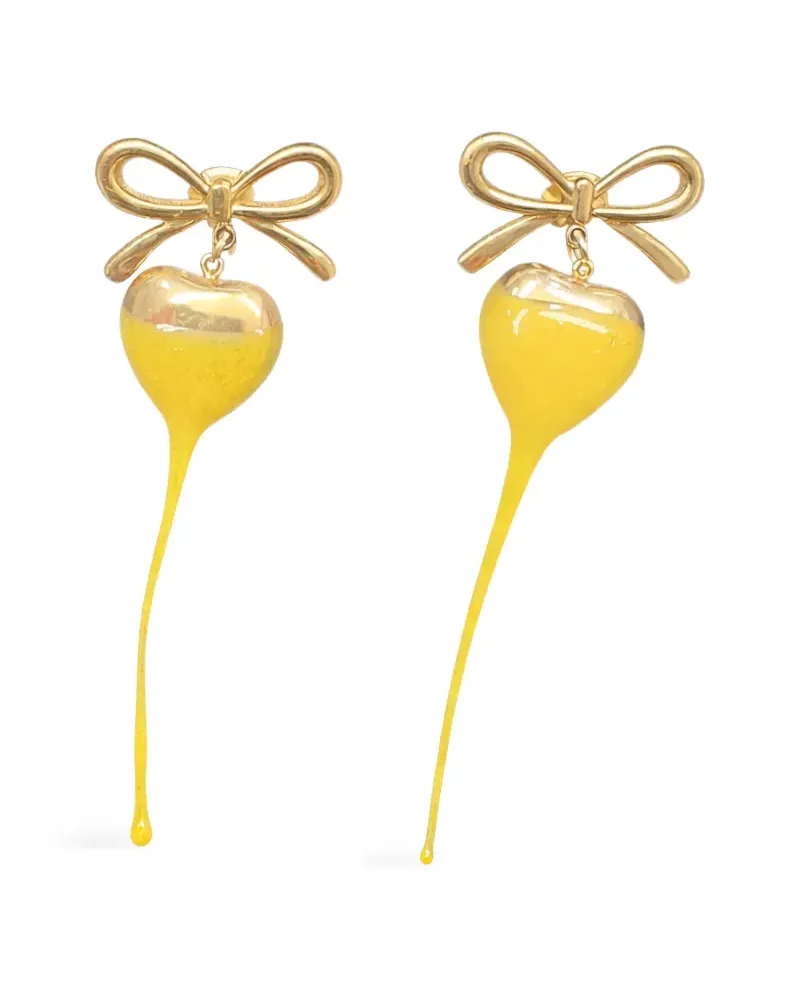 OTTOLINGER bow-detail heart-drop earrings - Gold Gold