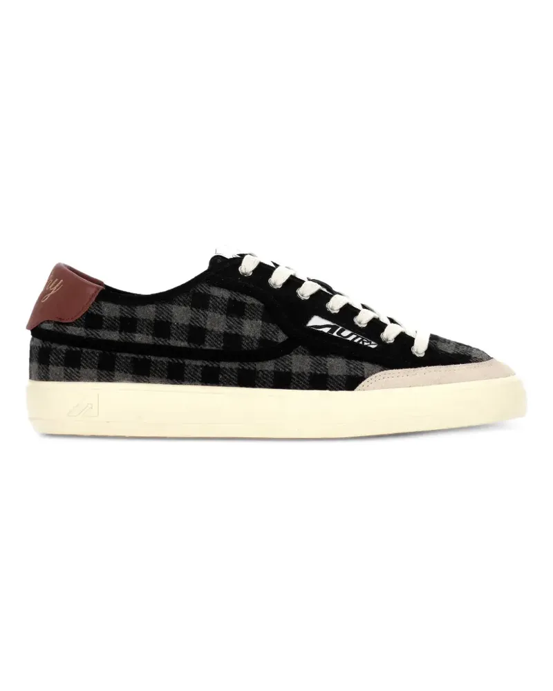 AUTRY Windscape Low Sneakers aus grauem und schwarzem Syrah Check-Stoff und Wildleder Schwarz