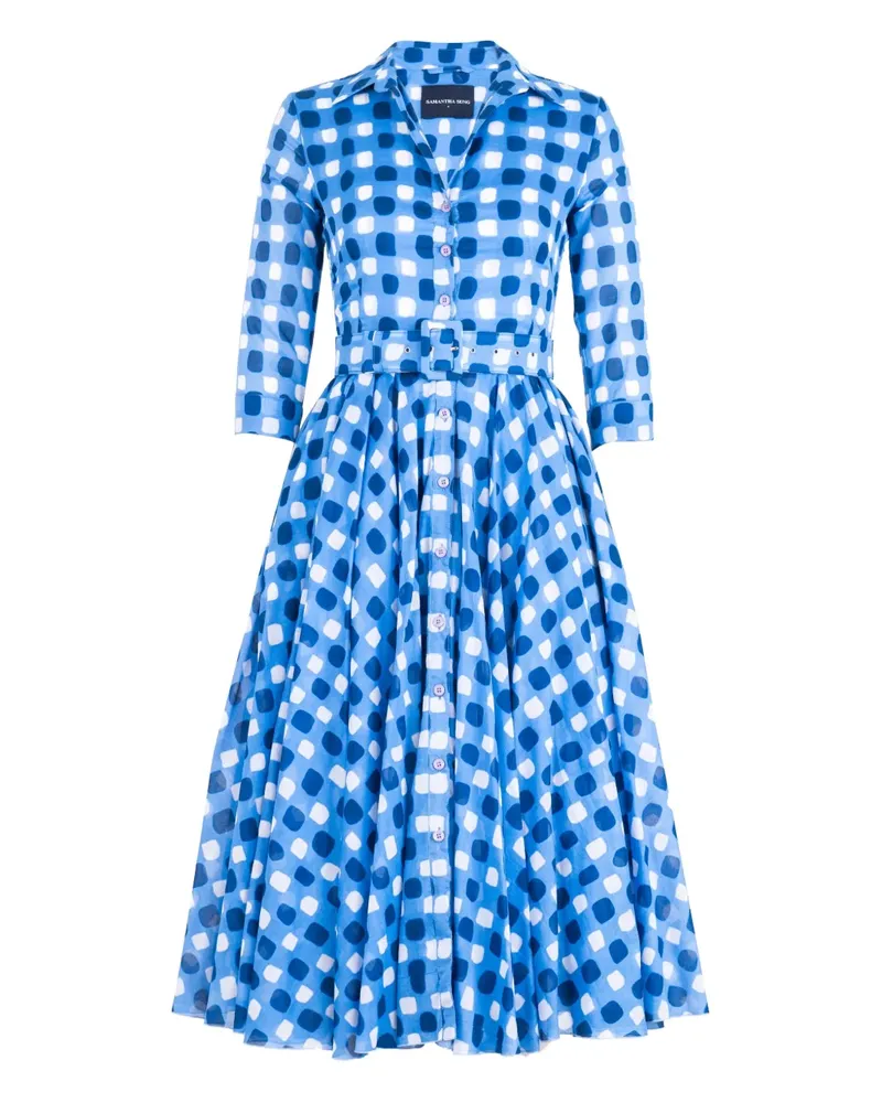 Samantha Sung Kleid mit Karomuster - Blau Blau
