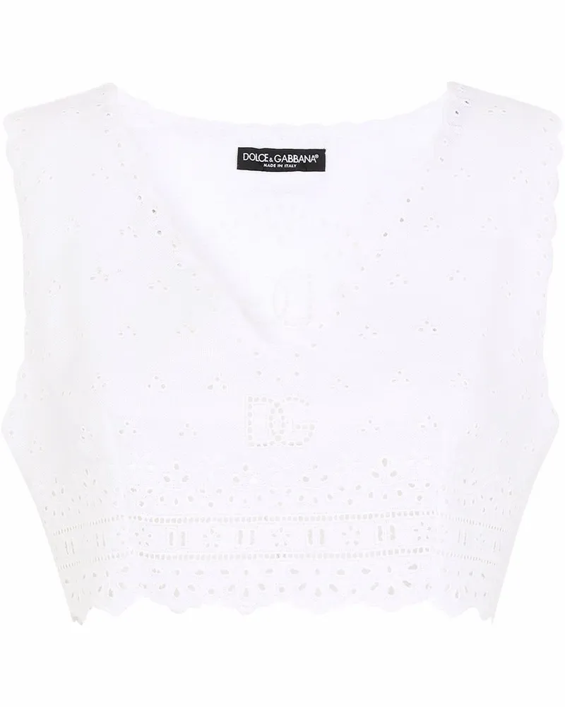 Dolce & Gabbana Cropped-Oberteil mit Stickerei - Weiß Weiß