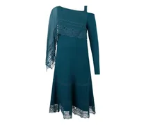 Asymmetrisches A-Linien-Kleid mit Spitzenbesatz - Blau